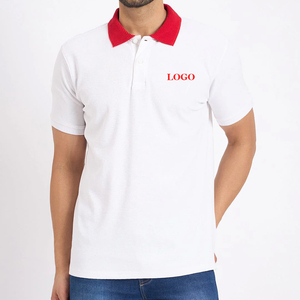 Polo en piqué de coton blanc à manches courtes pour homme, col rouge, couleur unie, respirant, coupe classique - Product Image 4