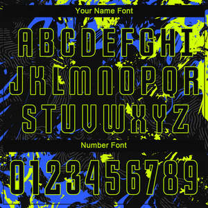 Uniforme de Fútbol Personalizado, Negro, Amarillo Neón, Azul, Diseño Abstracto con Salpicaduras, Nombre y Número del Equipo Personalizados, Camiseta y Pantalones Cortos de Fútbol - Product Image 5