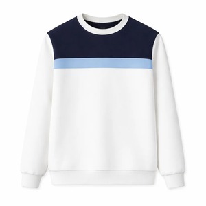 Sudadera de Cuello Redondo para Hombre, Diseño Color Block, Corte Regular, Tejido de Algodón, Estilo Casual Otoñal, Rayas Negras, Grises y Blancas - Product Image 3