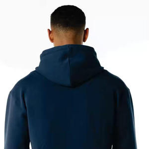 Survêtement à capuche bleu marine pour homme, manches longues, couleur unie, décontracté, respirant, en coton mi-lourd, coupe classique - Product Image 6