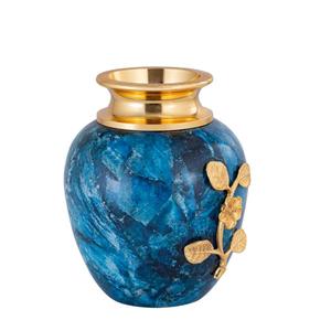 Handmade Bronze Tabletop <b>Vase</b> With Gold Floral Design Blue Marble Finish Modern Decor Decorative <b>Vases</b> For Artificial Plants - Product Image 5