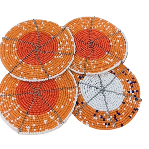 Handcrafted <b>Beaded</b> Glass Cocktail <b>Coasters</b> Durable Modern Home Accent Mats & Pads for Housewarming Gifts - Product Image 1