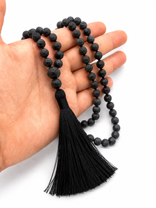 Collier de prière en onyx noir mat avec pompon, bijoux religieux faits à la main, cadeau unisexe - Product Image 2