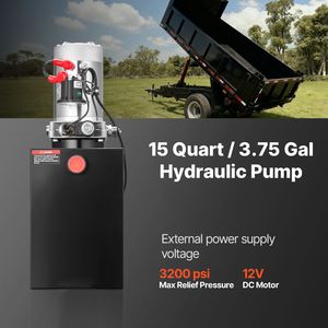 Unità di Potenza Idraulica 15 Quarti DC 12V per Rimorchi Ribaltabili, Pressione Massima 3200 PSI, Portata 0.91 GPM, Pompa a Singolo Effetto - Product Image 2