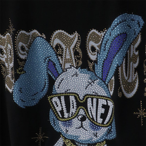 Camiseta de Verano para Hombre, Cuello Redondo, Estampado de Diamantes de Imitación, Algodón, Manga Corta, Talla Grande - Product Image 4