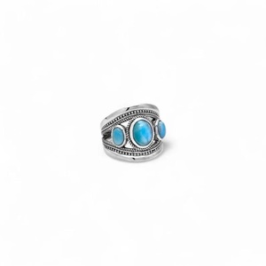 Anillo de Plata de Ley 925 con Larimar, Gema Azul Océano Natural, Joyería Hecha a Mano, Regalo para Mujer - Product Image 3