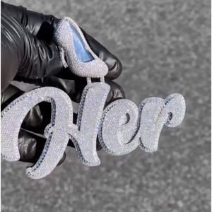 CONCEPTION Joyería Hip Hop Personalizable, Colgante con Inicial de Letra en Moissanita de Lujo con Certificación GRA, Plata 925 VVS para Hombre - Product Image 1