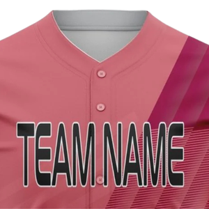 Men Custom Pink Gradient Button Up Baseball Jersey Breathable Softball Team Uniform <b>Athletic</b> Sports Shirt for Teams - Product Image 5