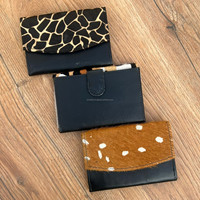 Dompet wanita kulit sapi, kapasitas besar Organizer Multi kartu tas tangan kecil wanita cetak hewan dompet perjalanan