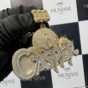 จี้เพชรโมอิสซาไนต์ VVS เงินแท้ 925 ชุบทอง ประดับอักษรย่อตามสั่ง สไตล์ฮิปฮอป สำหรับผู้ชาย - Product Image 3