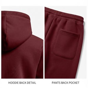 Men's Breathable Fleece Streetwear Winter Tracksuit 2-piece Set Zip-up Hoodie & With Elastic Waist 100% Cotton Cheap Tracksuit - Product Image 3