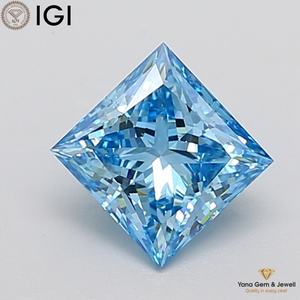 PRINCESS-Schliff CVD Laborgezüchteter Diamant IGI-Zertifiziert 2,00 Karat Fancy Vivid Blau VS2 Reinheit für Wunderschönen Verlobungsring - Product Image 1