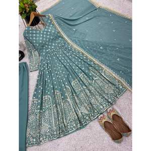Haut de fête bleu 2XL avec sharara et dupatta pour occasions élégantes Shree Hari Fashion-SR - Product Image 2