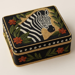 Velvet Beaded <b>Box</b> Hand Embroidery Velvet Jewelry <b>Box</b> Glass Beads <b>Box</b> Whimsy Art Craft - Product Image 1