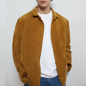 เสื้อแจ็คเก็ตโอเวอร์เชิร์ตผ้าคอร์ดูรอยสีขาวสำหรับผู้ชาย ผ้าฝ้าย 100% ระบายอากาศได้ดีและกันยับ เหมาะสำหรับฤดูใบไม้ผลิและฤดูใบไม้ร่วง - Product Image 5