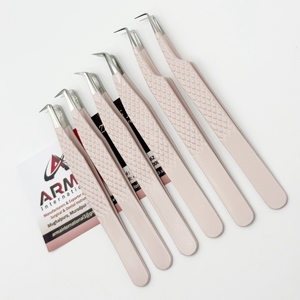 Pinzas para Pestañas de Alta Calidad con Recubrimiento Rosa, Probadas a Mano, de Acero Inoxidable Sostenible, con Etiqueta Privada - Product Image 6