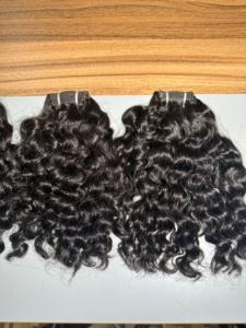 Unprocessed Cuticles Aligned Natural <b>Curly</b> Indian Human Hair <b>Extensions</b> Collected from Single Donor Temple Hair Bundles - Product Image 5