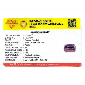 Loose Handcrafted Amethyst Gemstone 9.5 Carat Oval Emerald Cut for Fine Jewelry - Product Image 4