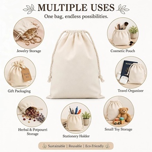 Eco-Friendly Pure Color <b>Canvas</b> <b>Drawstring</b> Mini <b>Bag</b> with Letter Pattern Extra Large Size Jewelry Cosmetics Exhibition Storage - Product Image 2