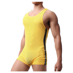 Débardeur en maille respirante jaune pour hommes - Product Image 1