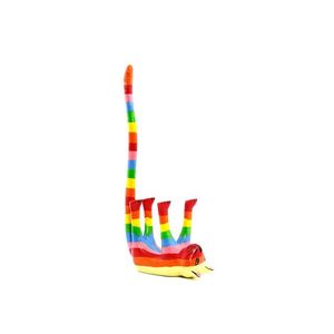 Petite statue de chat en bois arc-en-ciel, figurine d'animal en bois d'albizia, peinte à la main, artisanat balinais, décoration d'intérieur, ornement, cadeau - Product Image 1