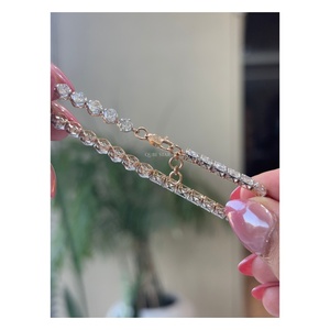 QUBE <b>STAR</b> Elegant Solid Gold Mixed Shape Half Bezel Link <b>Cushion</b> Lab Grown Diamond Tennis Bracelet 5.85 Ct IGI Certified Trendy - Product Image 4