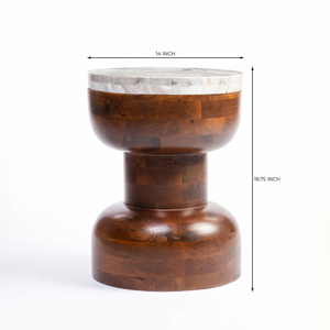 Modern Multi-functional Convertible Extendable Nightstand Bedside Beanie Mango Wood Accent <b>Table</b> <b>Stool</b> With marble ToP - Product Image 4