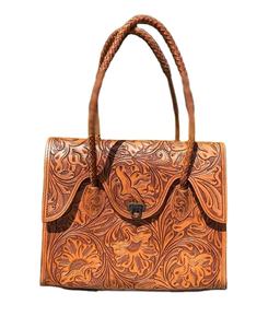 Handmade in India Boho Chic Genuine <b>Leather</b> Purse Hand-<b>Tooled</b> Zipper Closure All Season Eco-Friendly - Product Image 2