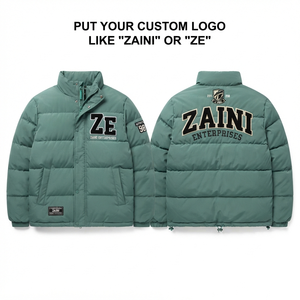 ZAINI 320 GSM Premium Polyester Puffer Jacket Sage Green Quilted Panel Hooded Waterproof Windproof <b>Camouflage</b> Pattern - Product Image 1