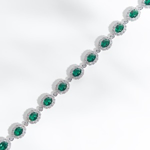 กำไลข้อมือโมอิสซาไนต์ทรงรีสีเขียวประดับเพชรไร้สีเงินแท้ 925 ของขวัญวันเกิดสำหรับผู้หญิงในราคาประหยัด - Product Image 1