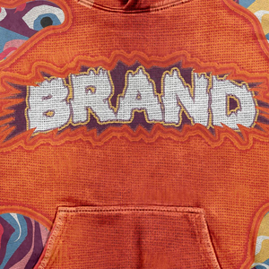 Sweat-shirt en coton tricoté pour homme, coupe oversize, avec poche avant et dos, style streetwear éco-responsable, couleur orange - Product Image 4