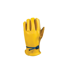 Yellow Anti-static Touchscreen <b>Gloves</b> with Blue Drawstring Button Closure Polyester Material 10 Inch Length Silicone-free - Product Image 2