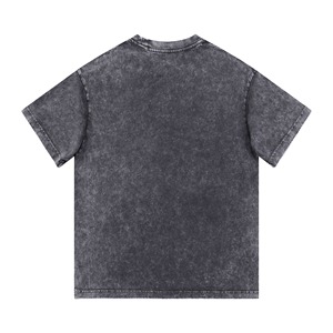 250gsm High Quality Heavyweight Snow Wash <b>Acid</b> Wash 100% Cotton Vintage Small Neck Oversized <b>Drop</b> Shoulder Men's T Shirrts - Product Image 2