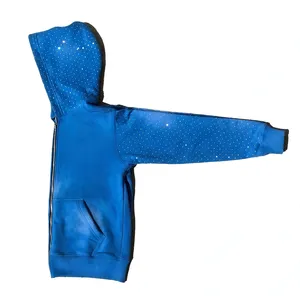 Sweat-shirt à capuche gothique en strass pour homme, coupe oversize, en coton noir tricoté, avec logo frontal, idéal pour l'automne, décontracté et coupe-vent, service OEM - Product Image 1