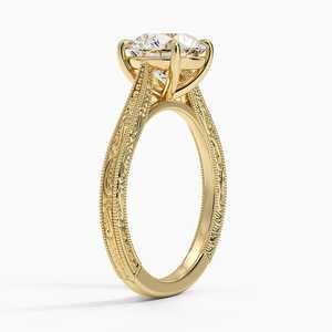 Anillo de Compromiso Elsie con Moissanita Grabada y Engaste de Garras, Chapado en Oro de 14K, para Aniversario de Bodas y Fiestas - Product Image 2