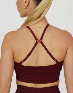 Premium Quality Women's Seamless Yoga Set With U Neck Adjustable <b>Strap</b> & Skinny Shorts Breathable Low Prices - Product Image 4