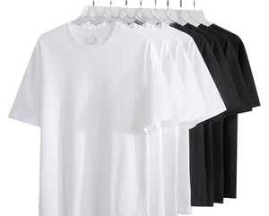 T-shirt pour homme à col rond surdimensionné, couleur unie, 220 g, imprimé en sérigraphie avec logo personnalisé, prix d'usine Chine Bangladesh, OEM - Product Image 1