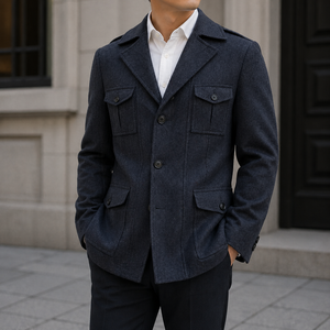 Mens Double Breasted Hunter Blazer <b>Crafted</b> Premium <b>Wool</b> Featuring Classic Four Pocket Design Tailored Fit Waterproof - Product Image 4