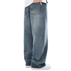 Vaqueros de mezclilla lisos sueltos vintage para hombre, pantalones oversize de streetwear, vaqueros de mezclilla con lavado arena, efecto desgastado, estilo Hip Hop Y2K, invierno - Product Image 2