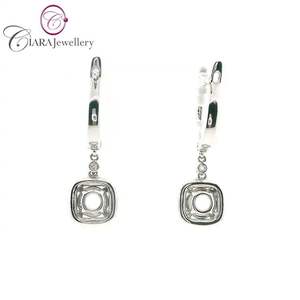 AU750สีขาว/เหลืองทอง18K ต่างหูทรงหยดน้ำ0.50CT แบบกึ่งติดตั้ง - Product Image 3