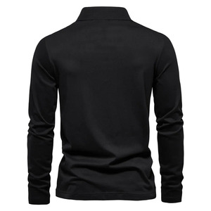 Wholesale Men Long Sleeve Polo Shirt Custom Logo Casual Business Turn <b>Down</b> Collar Breathable Cotton Plain Polo Shirts Bulk - Product Image 5