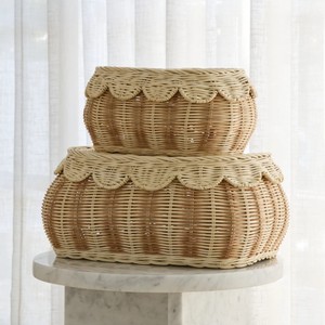 Elegante Cesta de Almacenamiento de Ratán con Tapa de Borde Festoneado para Decoración del Hogar, Organizador de Ropa para Guardería, Multiusos, Hecho en Vietnam - Product Image 2
