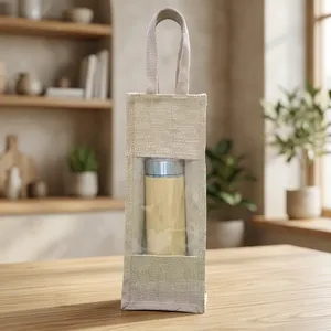 Trending Premium Jute <b>Bottle</b> <b>Bag</b> Natural Eco Friendly Reusable Carry <b>Bag</b> for Wine Beverage <b>Gift</b> Packaging Parties - Product Image 1