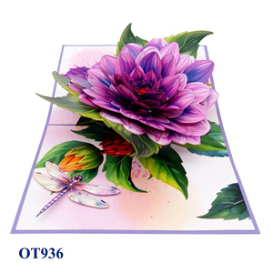 Best Seller Purple Larkspur Flowers 3D Pop-Up Greeting Card Thanksgiving Greeting Card <b>Handmade</b> Custom Logo <b>Paper</b> Crafts - Product Image 1