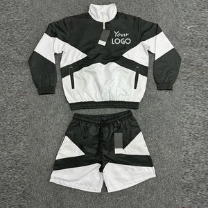 Custom Windbreaker Jacket Shorts <b>Set</b> Color Block Sportswear Unisex OEM Private Label Casual Streetwear Printing Ready <b>Set</b> - Product Image 2