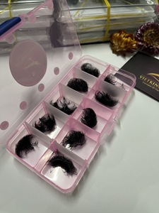 Extensions de cils individuels pré-faits en éventail, tailles mixtes, en PBT doux, noir mat, effet cachemire, en plateaux - Product Image 5