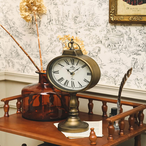 <b>Large</b> Antique Mantel <b>Clock</b> | Vintage Brass Fireplace Shelf Timepiece | Classic Decorative <b>Clock</b> for Elegant Home & Office Decor - Product Image 1