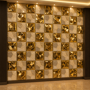 Gạch khảm gương hình chữ nhật PVC cao cấp dòng MO | Tranh tường 3D Art Deco phản quang, bền, chống thấm, chống trơn, họa tiết dọc