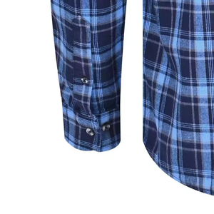 Premium Men's Blue <b>Plaid</b> Flannel Long Sleeve Casual <b>Shirt</b> Button Down Collar Full Sleeve Spring Wear Formal <b>Shirt</b> OEM - Product Image 6