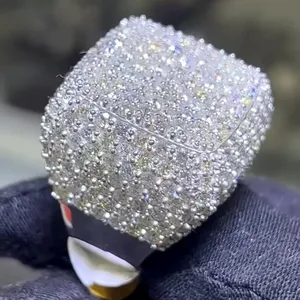 Luxury Moissanite Diamond <b>Ring</b> 925 Sterling Silver Hip Hop Iced Out <b>Statement</b> <b>Ring</b> For Men Women - Product Image 3